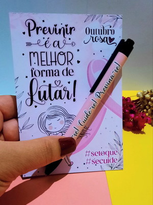 Card com caneta- outubro rosa