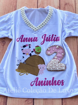 Camiseta safari menina com pérolas