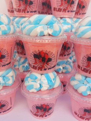 Algodão doce com tampa de marshmallow