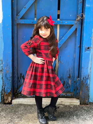 Vestido xadrez vermelho infantil