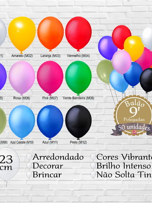 50 unidades balão bexiga 9 polegadas latex premium