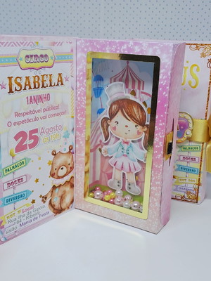 Convite shaker circo rosa