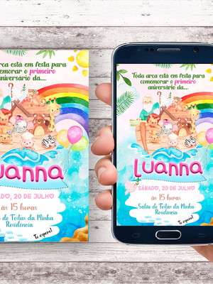 Convite virtual - arca de noé menina
