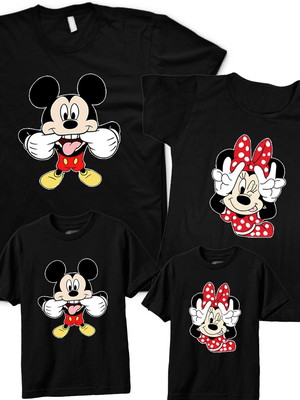 Kit 4 camisetas mickey e minnie
