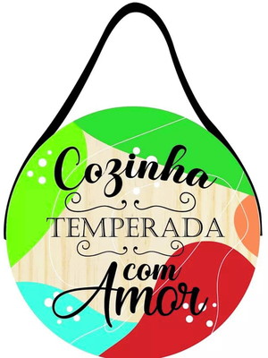 Placa decorativa redonda 20cm c/cordão. (unidade)