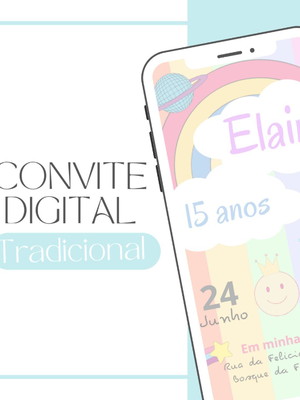 Convite digital 15 anos arco íris