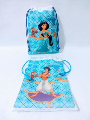 Saquinho personalizado aladdin e jasmine | tamanho 15x20 cm
