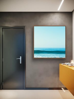 Quadro mar azul e céu claro litoral canvas moldura 60x60