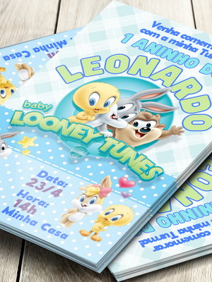 Convite impresso looney tunes