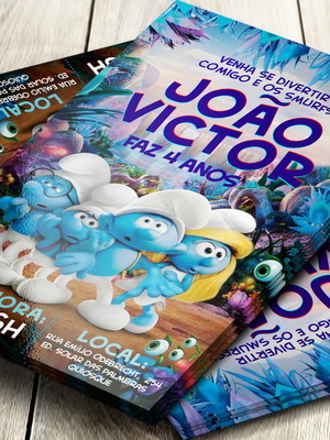 Convite impresso smurfs