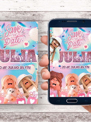Convite save the date - roblox menina