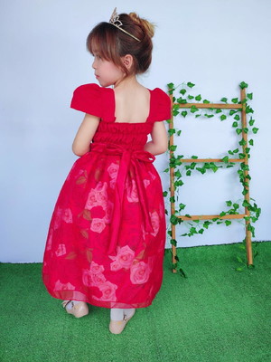 Vestido infantil vermelho com floral, veste 6 anos
