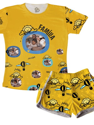 Pijama infantil ou adulto confortável feminino com foto