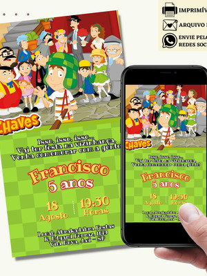 Convite turma do chaves digital virtual