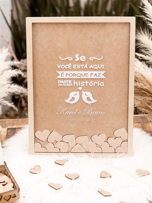 Quadro de assinaturas casamento mensagem para noivos mdf