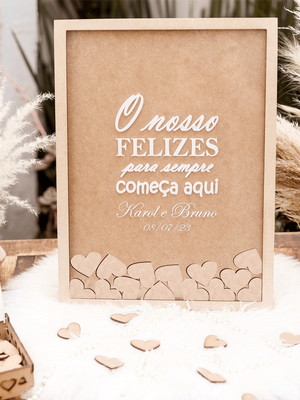 Quadro de assinaturas casamento mensagem para noivos mdf