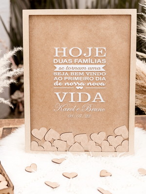 Quadro de assinaturas casamento mensagem para noivos mdf