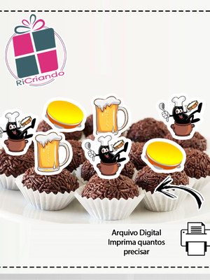 Topper de docinho pagode e feijoada - arquivo digital