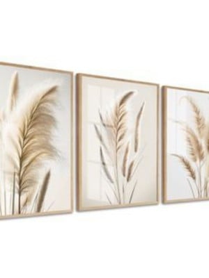 Quadros decorativos folhagens p/ sala e escritório 3 peças