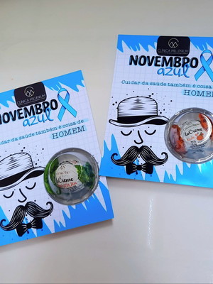 Cartão com trufa cacau show- novembro azul