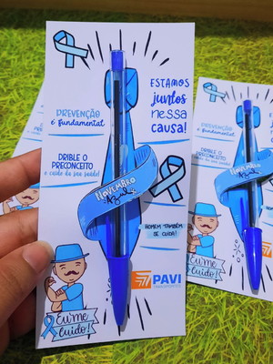 Cartão com caneta- novembro azul