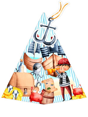 10 caixas cone pirata com aplique 3d