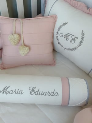 Kit berço rosê e cinza