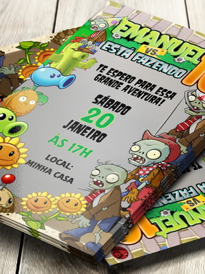 Convite impresso plants vs. zombies