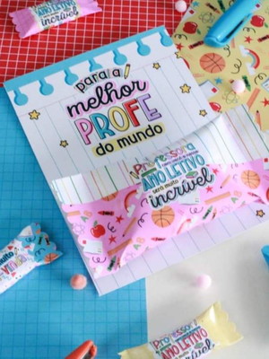 Card com chocolate - volta as aulas