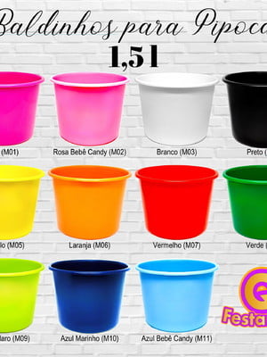 10x baldinho para pipoca 1,5l lembrancinhas, centro mesa