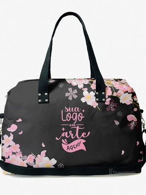 Bolsa de viagem personalizada preta floral