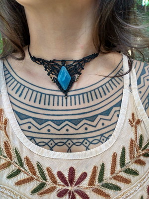Colar micromacrame ônix cielo
