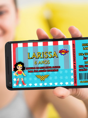 Convite digital ingresso vip mulher maravilha