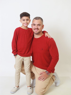 Kit suéter tal pai tal filho vermelho