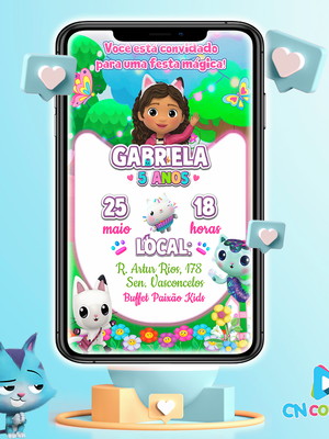 Convite digital a casa mágica da gabby