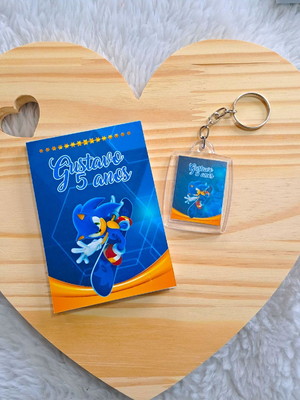 Bloquinho com chaveiro- sonic