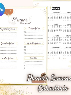 Template estético planner semanal calendário 2023