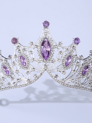 Coroa tiara de noiva casamento miss debutante prata lilas