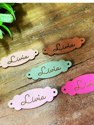 Etiqueta couro personalizado croche tricot 30 un sousplat