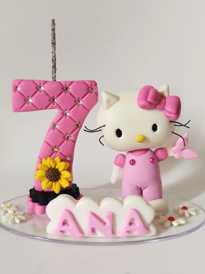 Vela topo de bolo hello kitty