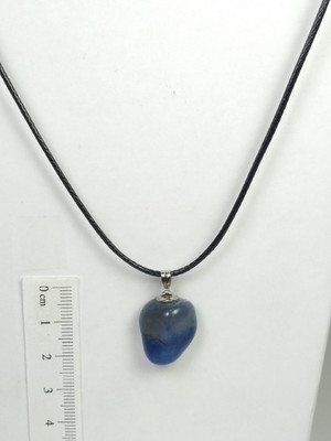Pingente de ágata azul com cordão - pedra natural