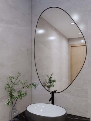 Espelho orgânico com moldura slim preto