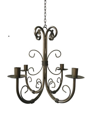 Lustre luminária ferro artesanal 4 lâmpadas teto decoração