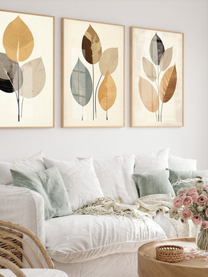 Quadros decorativos sala moderna folhagem moldura e vidro