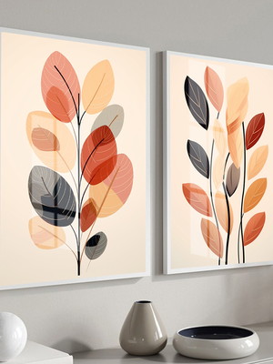 Quadro decorativo com vidro e moldura folhagem folhas