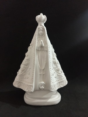 Nossa senhora aparecida manto bordado em gesso cru 27cm