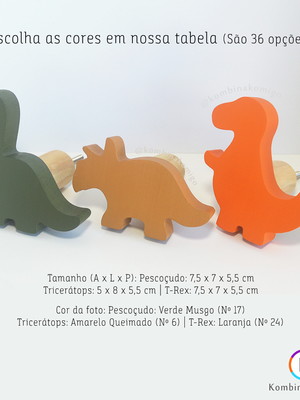 Trio de ganchos penduradores: dinos (dinossauros)