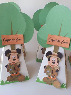 Caixa pirâmide mickey safari | caixa cone mickey safari
