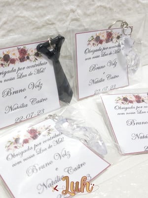 Kit chaveiro gravata e sapatinho para casamento
