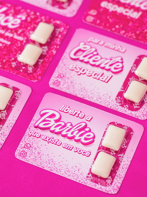 Card com chiclete- barbie